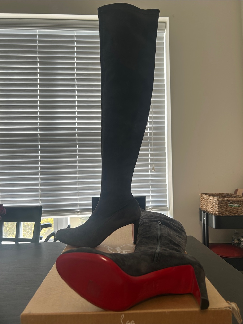 Louboutin Alta Top Veloure Stretch over the knee boot - Picture 8 of 9